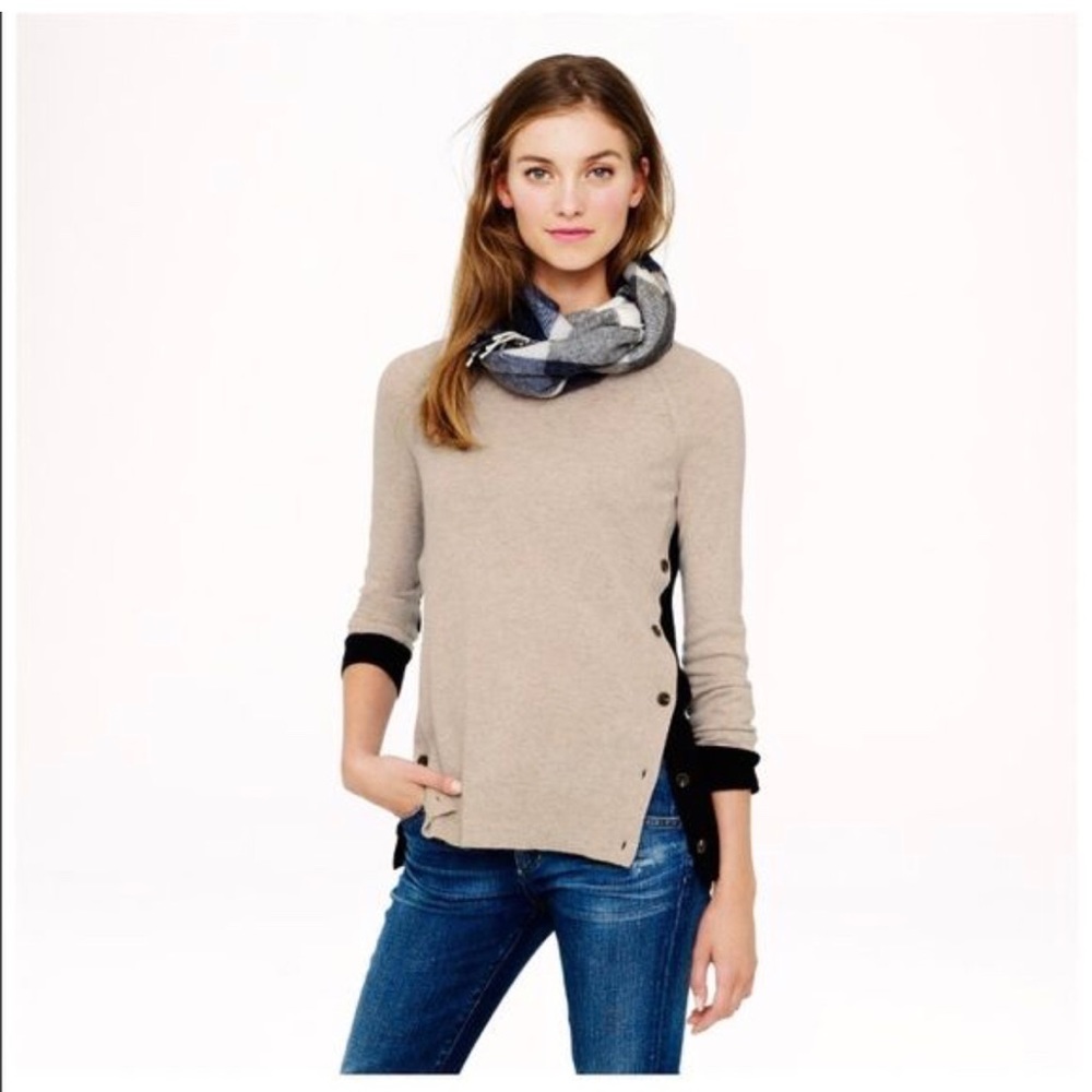 J.Crew Color Block Patch Elbows Sweater Nude/Black